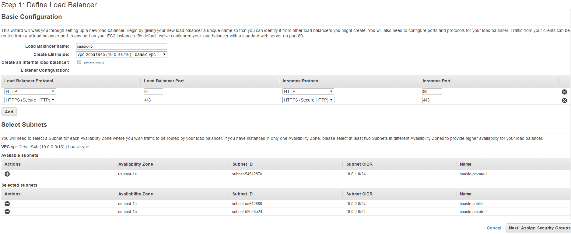 Load Balancer Step 1