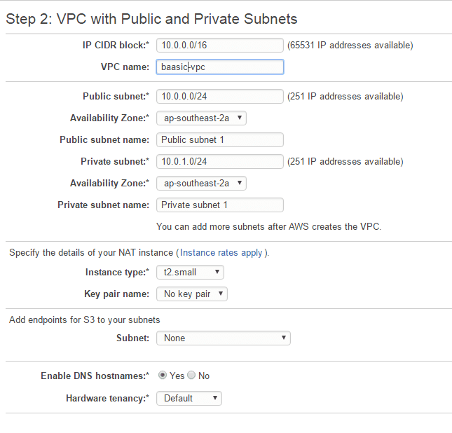 VPC Wizard Step 2